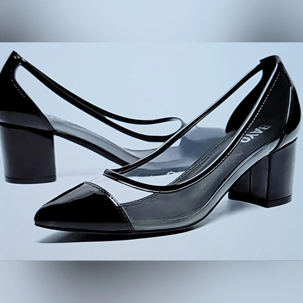 NIB WATER RESISTANT  CHUNKY LOW BLOCK CLEAR CLOSED TOE PUMP WEDDING EVEN… - Picture 2 of 10